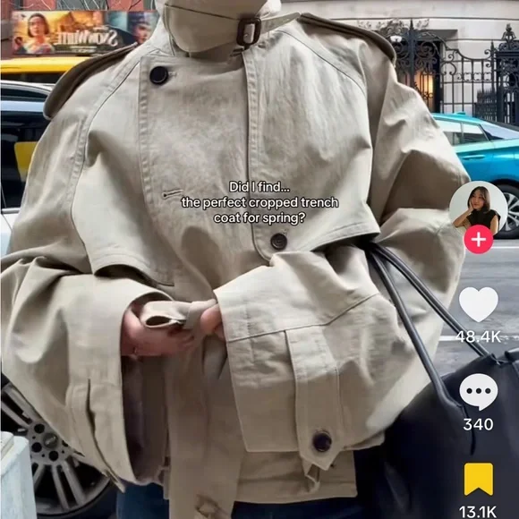 The Frankie Shop Beige MADS Cropped Trench Coat - Picture 4 of 8